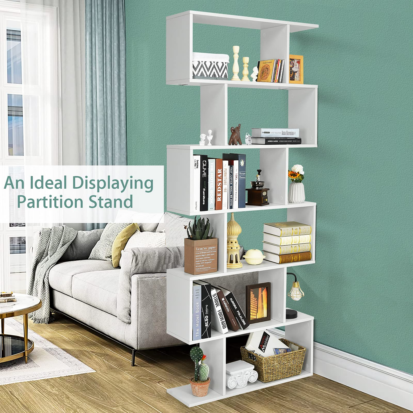 6-Tier Wooden Bookcase - Tangkula