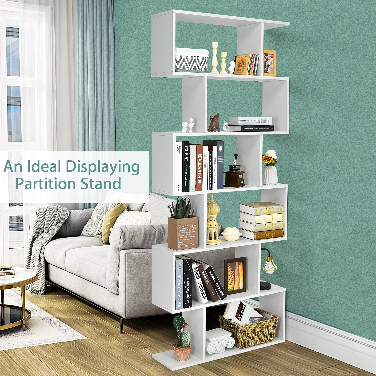 6-Tier Wooden Bookcase - Tangkula