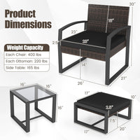 Tangkula 5 Pieces Wicker Patio Conversation Set for Porch