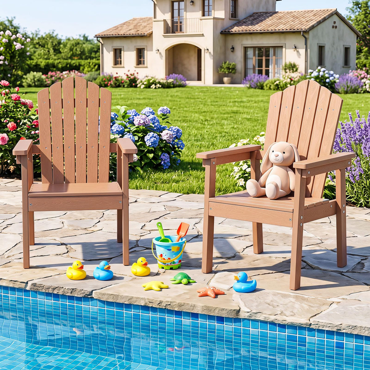 Chaise Adirondack d'extérieur Tangkula avec dossier haut et accoudoirs larges pour terrasse ou piscine
