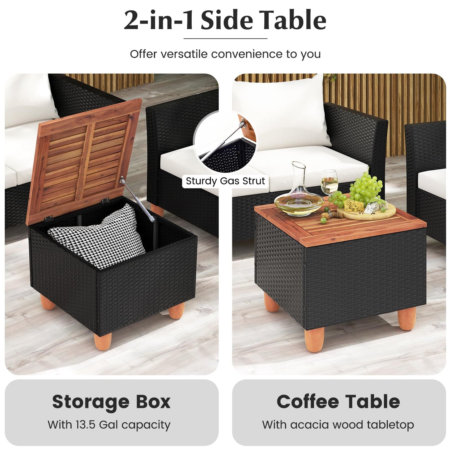 Tangkula Outdoor Conversation Set, Patio Cushioned Chairs w/Storage Coffee Table