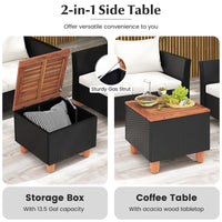 Tangkula Outdoor Conversation Set, Patio Cushioned Chairs w/Storage Coffee Table