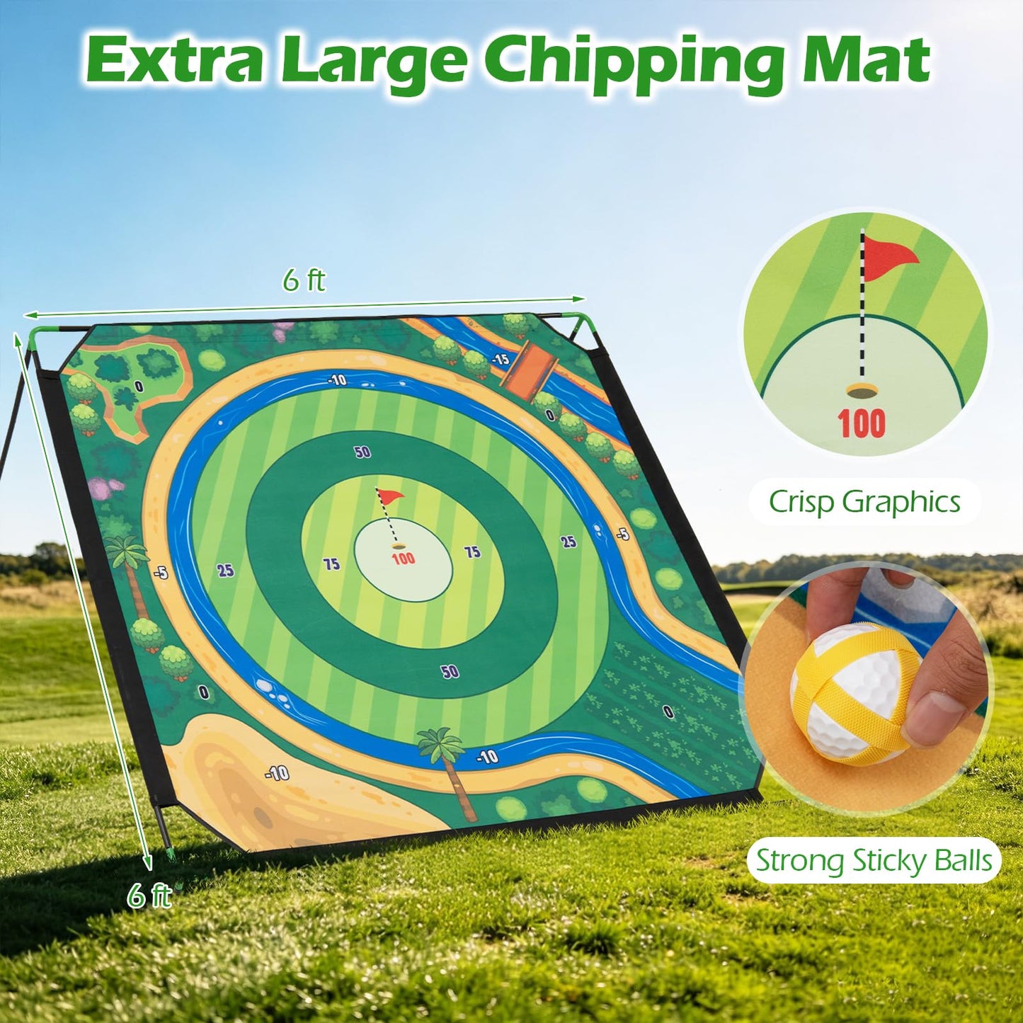 Tangkula Golf Chipping Game Set with Carry Bag 6 FT Large Golf Target Mat