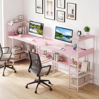 Tangkula 48" Reversible Computer Desk with Bookshelves