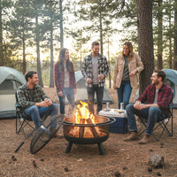 Tangkula 24 Inch Heavy-Duty Metal Fire Pit for Outside Wood Burning for Camping Bonfire