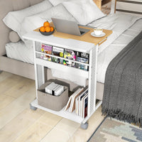 Tangkula Rolling Computer Desk Cart with Tilting Tabletop for Living Room Bedroom