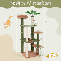 Tangkula Plant Cat Tree, 60 Inch Green Aesthetic Cat Tower with Sisal Scratching Posts