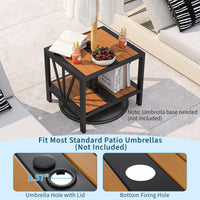 Table d'appoint d'extérieur Tangkula avec trou de parasol de 4 cm