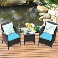 Outdoor Wicker Rattan Conversation Set - Tangkula