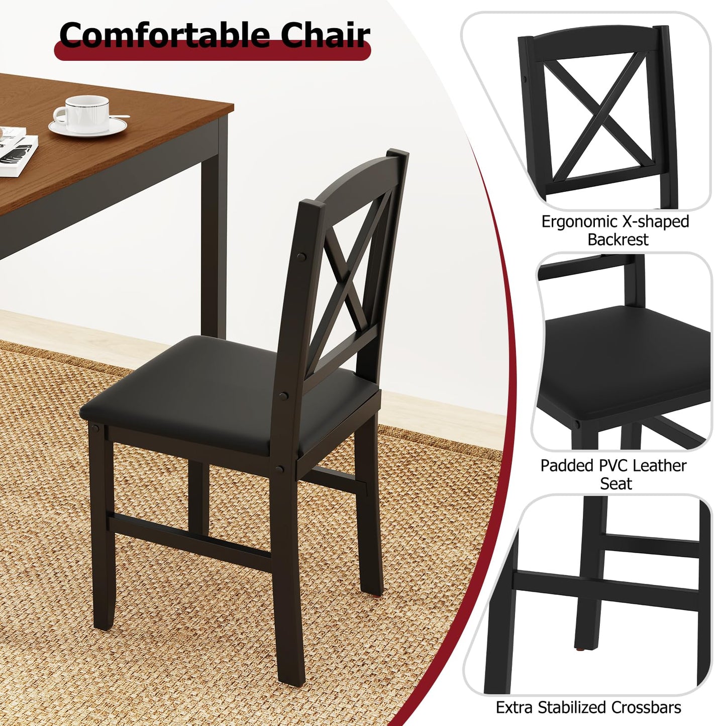 Tangkula Mid-Century Modern Dining Table Set for 2