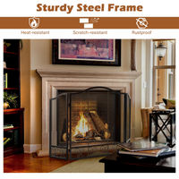 Tangkula 50 x 31 Inches 3-Panel Heat-Resistant Metal Mesh Fireplace Screen