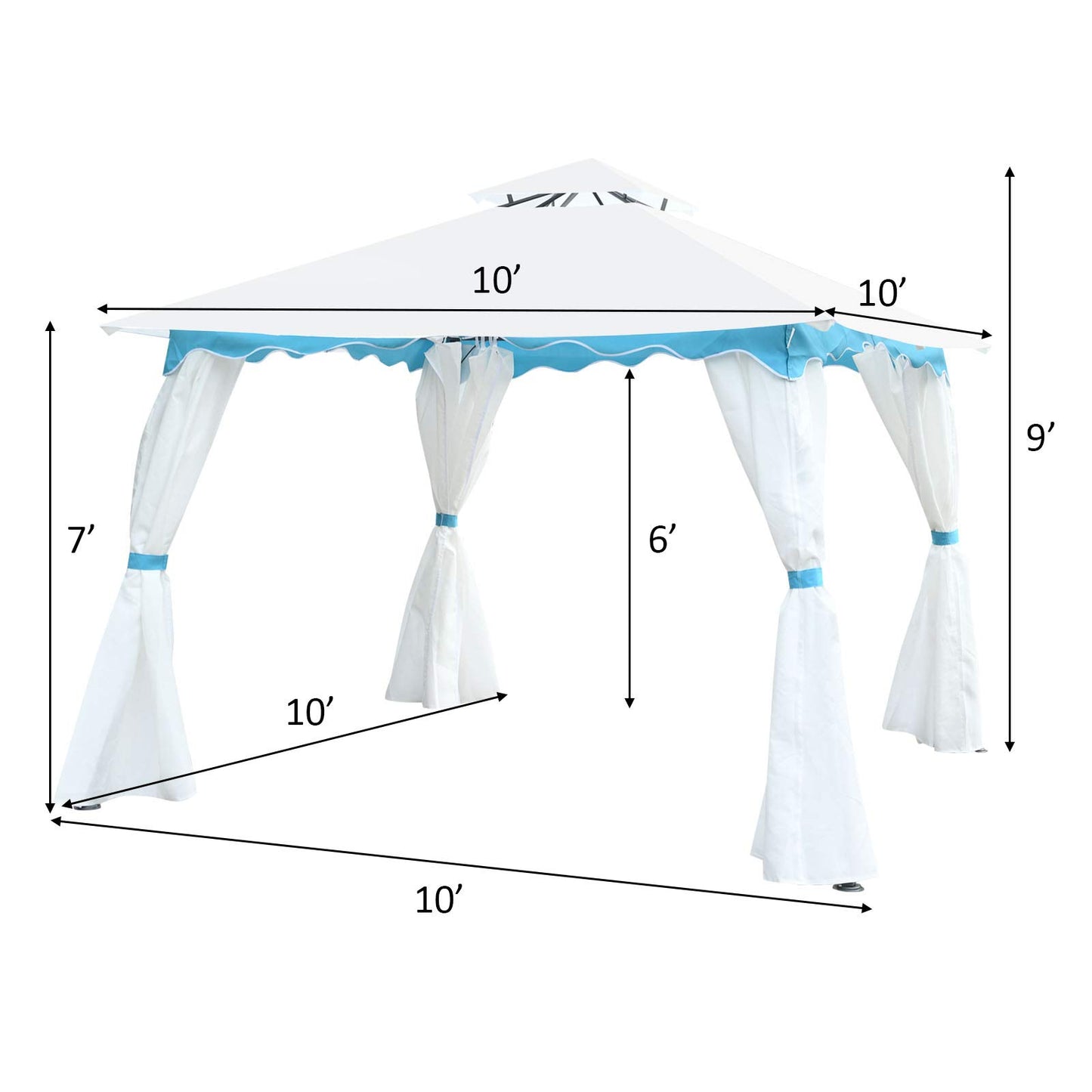 Tangkula 10 x 10 ft Patio Steel Gazebo with Side Walls