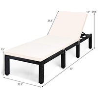 Patio Wicker Lounge Chair, Outdoor Rattan Adjustable Reclining Backrest Lounger Chair