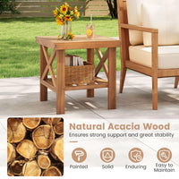 Tangkula Outdoor Side Table with Storage Shelf for Small Space