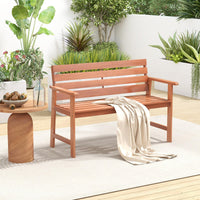 Tangkula 48 Inch Hardwood Patio Bench, Wood 2-Seat Chair with Breathable Slatted Seat & Inclined Backrest