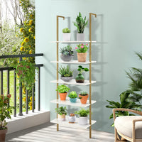Tangkula 5-Tier Bookshelf Modern Wall Mounted Ladder Shelf