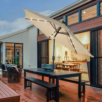 9FT Solar Powered LED Lighted Patio Umbrella, Table Market Umbrella with Tilt and Crank