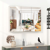 Tangkula 36" Wide Wall Mount Mirrored Bathroom Medicine Cabinet Storage 3 Mirror Door