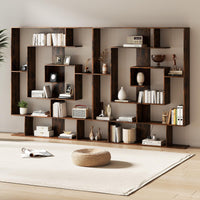 Tangkula Irregular Wooden Bookshelf Geometric Bookcase