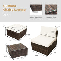 5 Piece Wicker Lounge Chair Set, with Tempered Glass Coffee Table