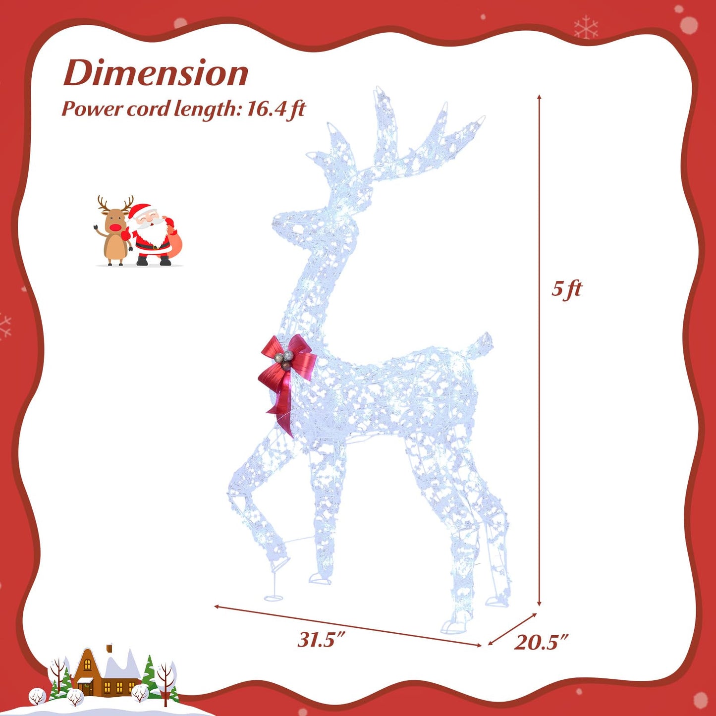 Tangkula 5 FT Lighted Christmas Reindeer