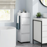 Tangkula Square Bathroom Floor Cabinet, Freestanding Storage Cabinet with 3 Drawerss, 12 x 12 x 35.5 Inch (White, 35.5" H)