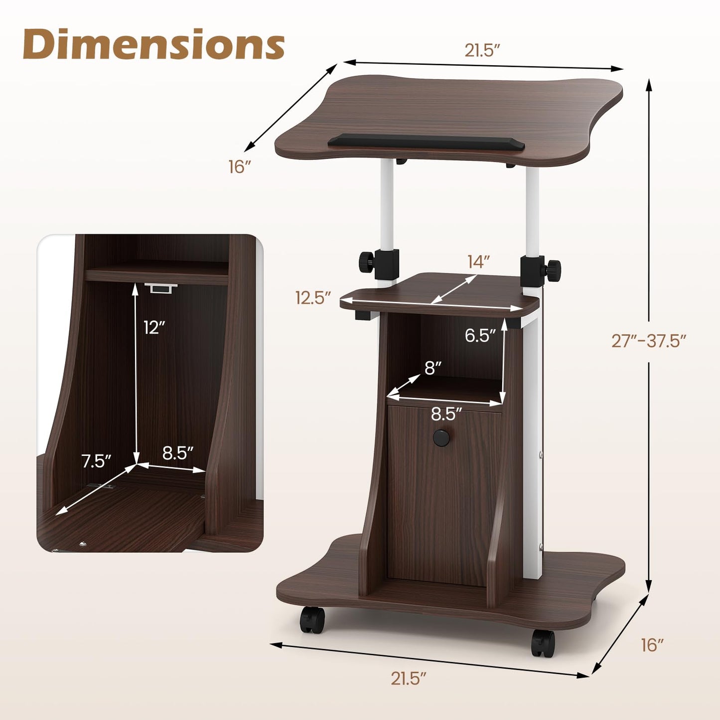 Tangkula Mobile Lectern Podium Stand for Home School
