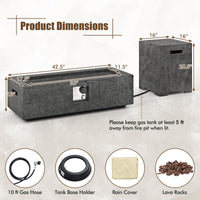 Tangkula 50,000 BTU Fire Pit Table Set, 42.5” Magnesium Oxide Propane Gas Fire Pit w/Hideaway Tank Holder, Protective Cover Included, Simple Ignition