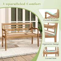 Tangkula Outdoor Bench, 2-Person Garden Bench with Wide Backrest and Curved Armrests