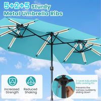 Tangkula 13 FT Solar Patio Umbrella with Base Included | Double-Sided