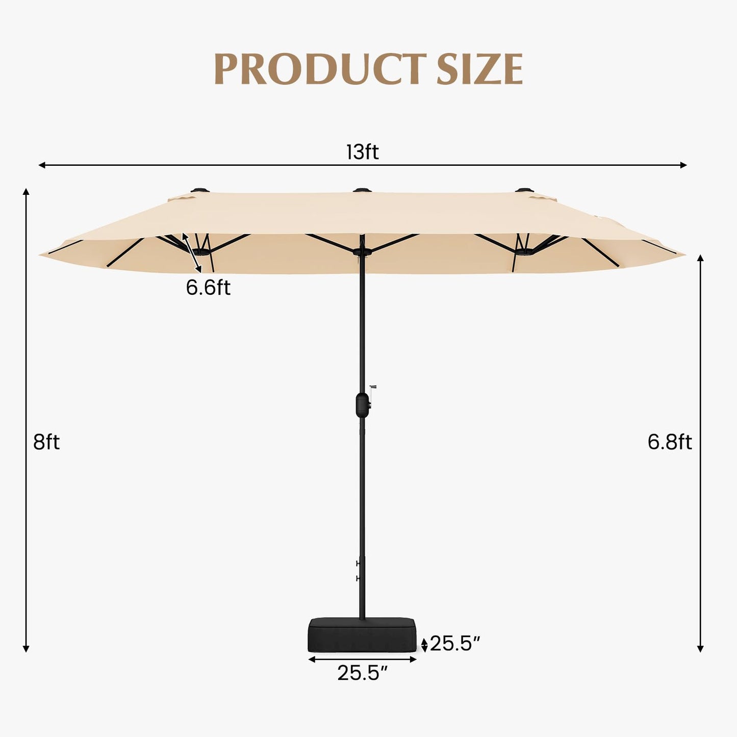 Tangkula 13FT Double-sided Patio Umbrella, Extra Large Twin Table Umbrella with Crank Handle
