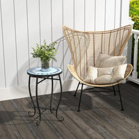 Tangkula Outdoor Side Table w/Ceramic Tile Top & Metal Frame