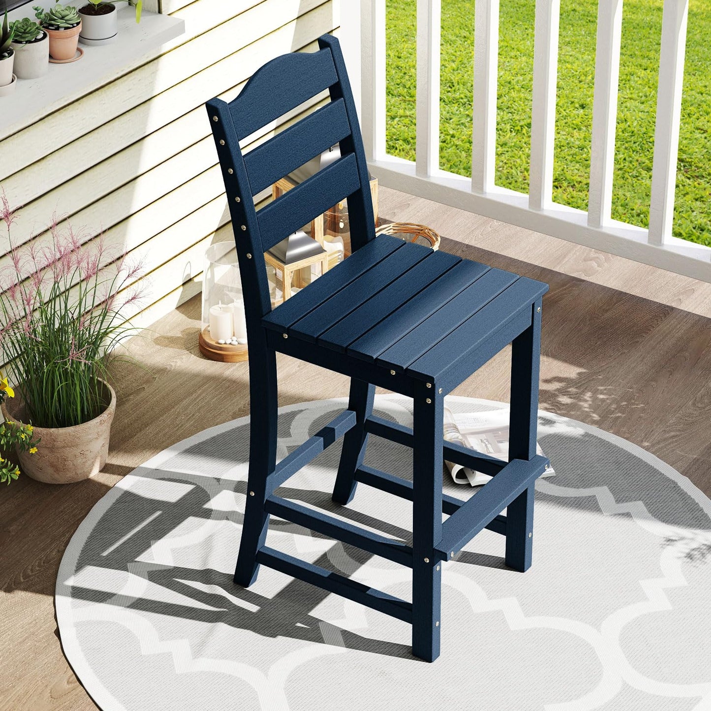 Tangkula Patio HDPE Barstool | Outdoor High Top Bar Chair w/Backrest & Footrest (1/2/4)