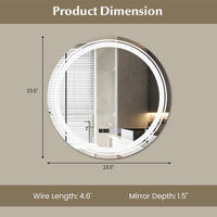 Miroir de salle de bain rond Tangkula avec LED
