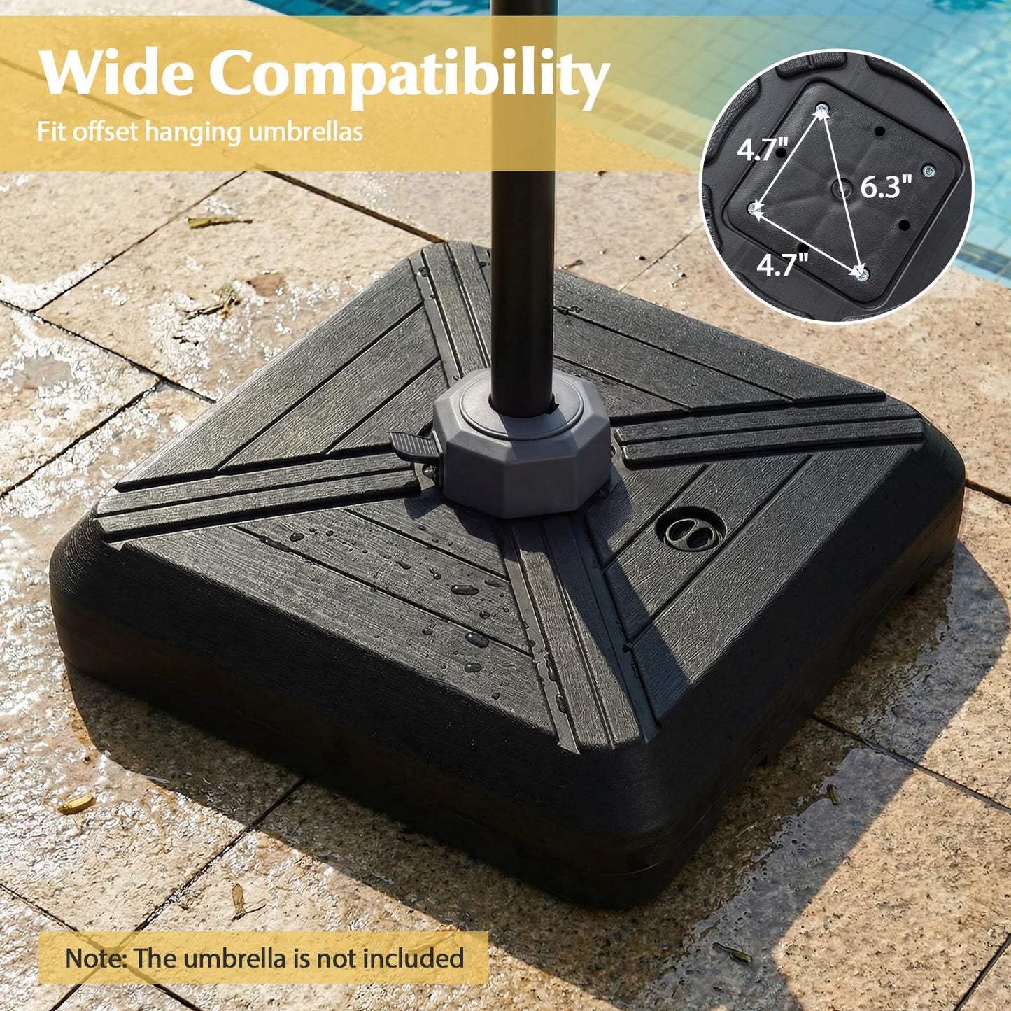 Tangkula Cantilever Umbrella Base with Wheels for Patio Backyard Poolside