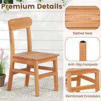 Tangkula Patio Teak Wood Chair Wooden Armless Dining Chair
