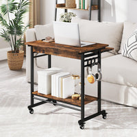 Tangkula Rolling Computer Desk Cart with Keyboard Tray