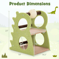 Tangkula Cute Cat Tree, Dinosaur-Shaped Cat Tower with Rotatable Sisal Scratching Ball (Green)