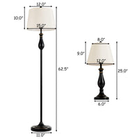 Tangkula 3 Piece Vintage Style Metal Table and Floor Lamp Set