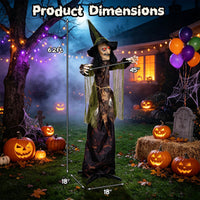 Tangkula 6.2 FT Animated Halloween Standing Talking Witch with Glowing Eyes