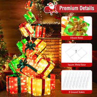 Tangkula Tour de cadeaux pré-éclairée de 1,70 m avec 15 boîtes de Noël lumineuses, nœud et 483 ampoules LED