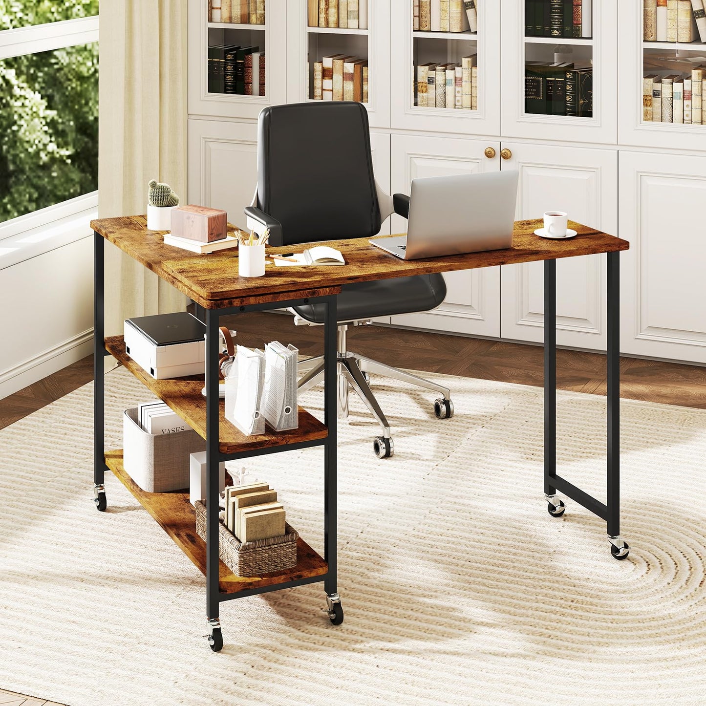 Tangkula Large 360° Free Rotating Sofa Side Table
