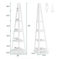 Tangkula 5 Tier Corner Shelf, 69 Inch Tall Corner Bookshelf Ladder Shelf Plant Stand for Living Room Home Office
