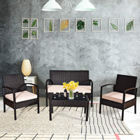 Tangkula 4 or 8 Piece Rattan Patio Furniture Set for Porch