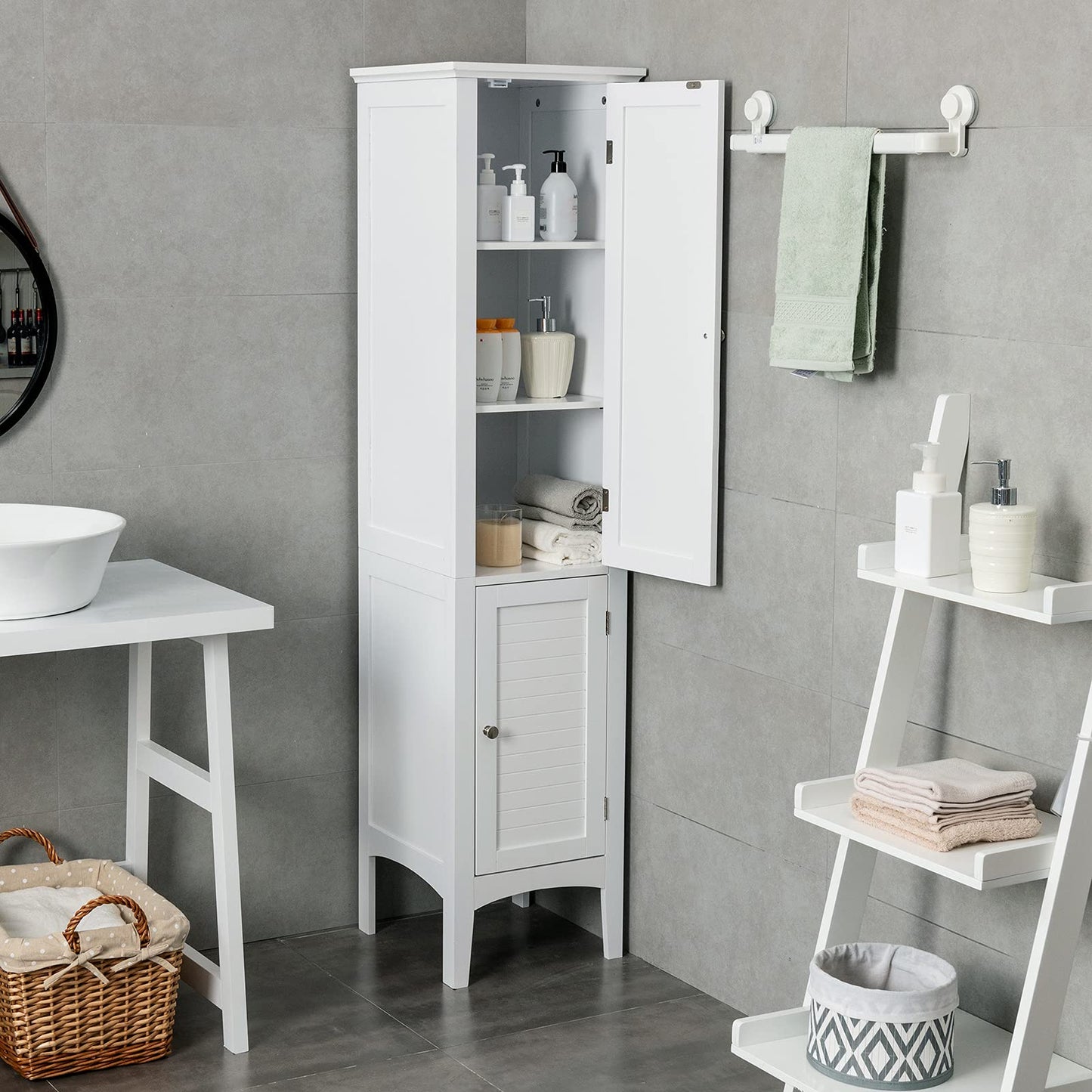 Tangkula Tall Bathroom Storage Cabinet for Bathroom Living Room Kitchen
