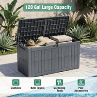 Tangkula 100/120/180 Gallon Waterproof Outdoor Storage Box with Lockable Lid