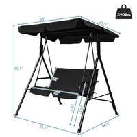 Tangkula 2-Person Patio Swing, Outdoor Yard Swing with Canopy & Cushion, Weather Resistant Steel Lounge Swing Chair