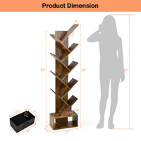 Tangkula 10 Tier Tree Bookshelf with Drawer