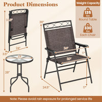 Tangkula 3 Piece Outdoor Bistro Set（Wave Backrest）