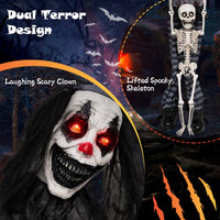 Tangkula 70" Halloween Animated Life-Size Clown Catching Skeleton Doll